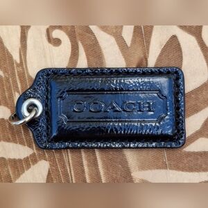 Coach Black Patent Leather 2.5 Inch Hang Tag Bag Charm With Silver Tone Hardware